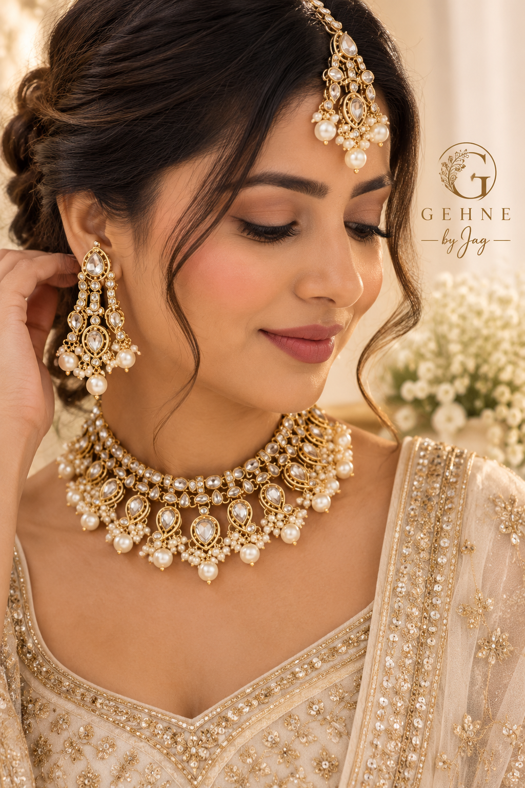 Sunehri Ada – Pearl Kundan Jewellery Set
