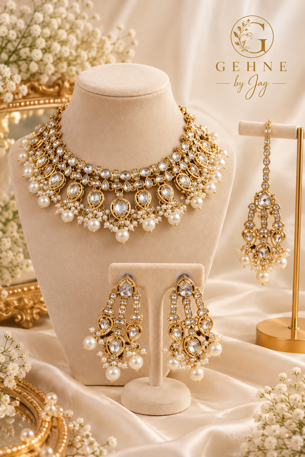 Sunehri Ada – Pearl Kundan Jewellery Set
