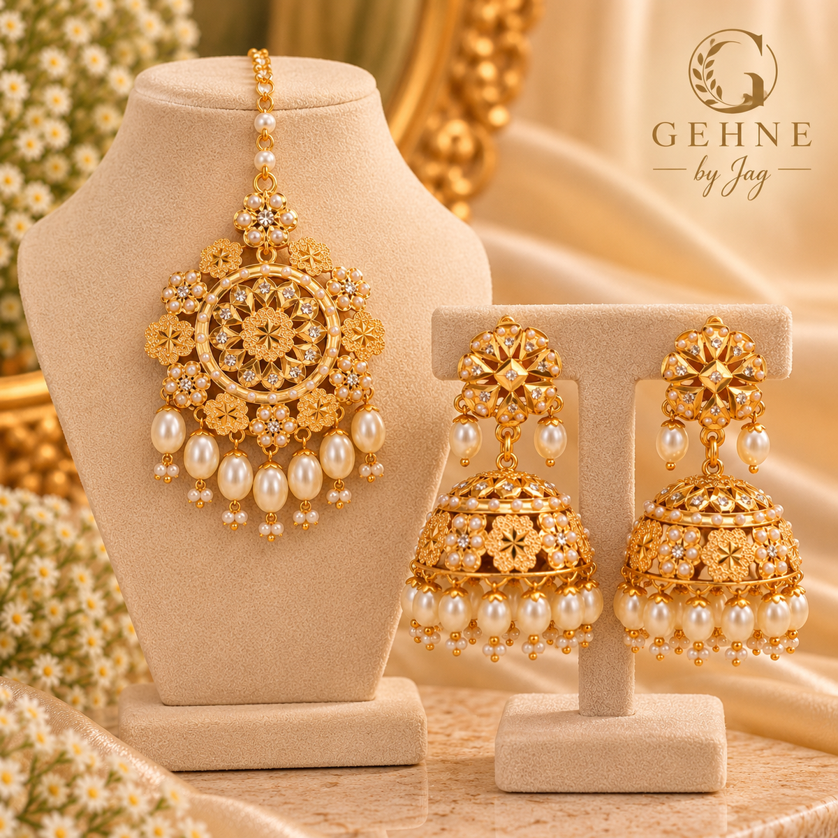 Maharani Pearl Jhumka Set