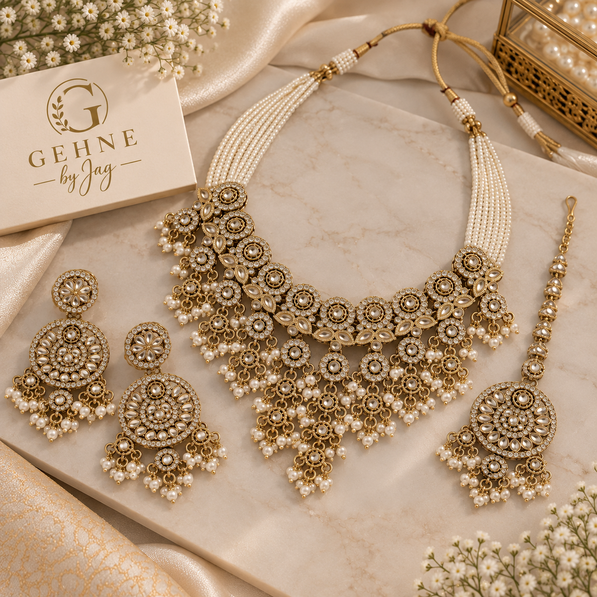 Pearl Kundan set