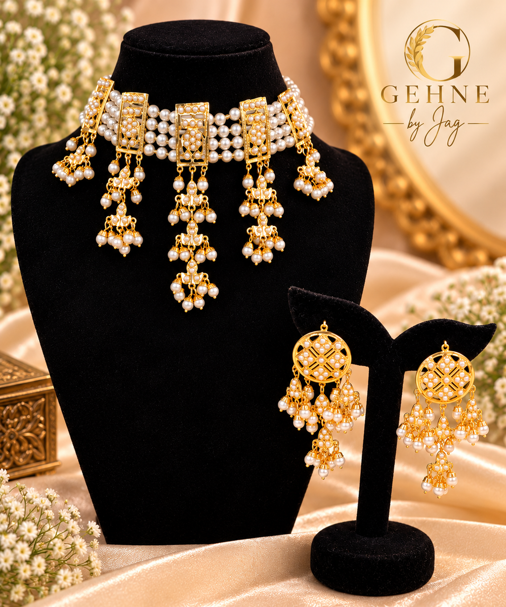 Noor Pearl Choker Set with Earrings