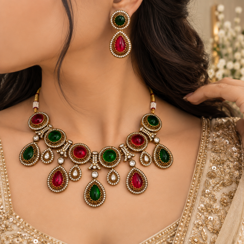 Ruby & Emerald Kundan Set