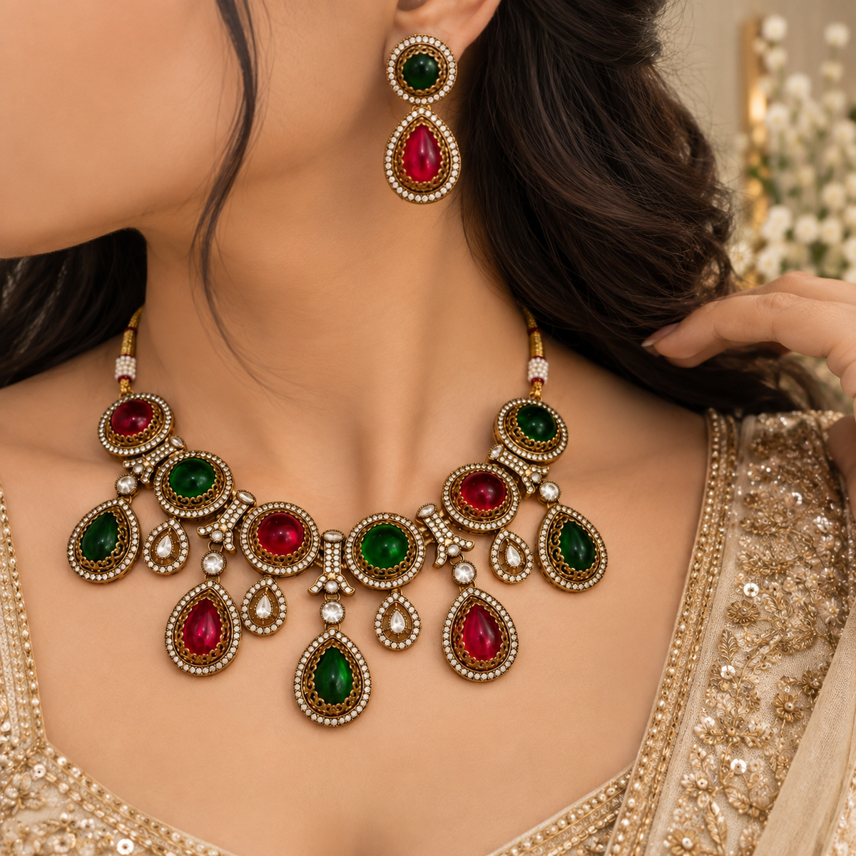 Ruby & Emerald Kundan Set