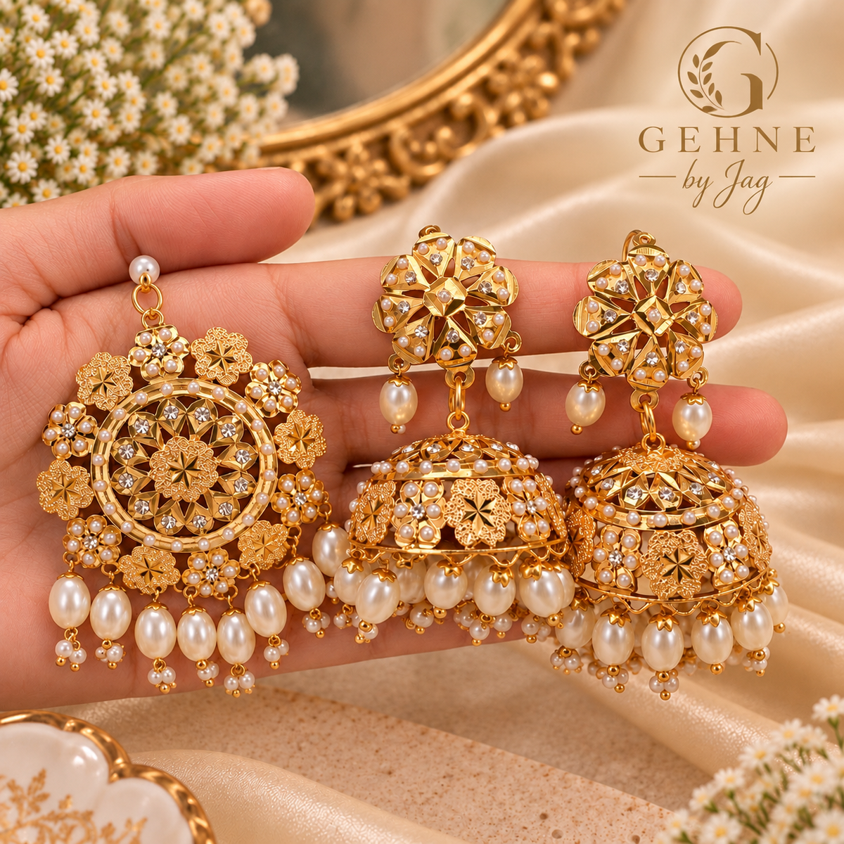 Maharani Pearl Jhumka Set